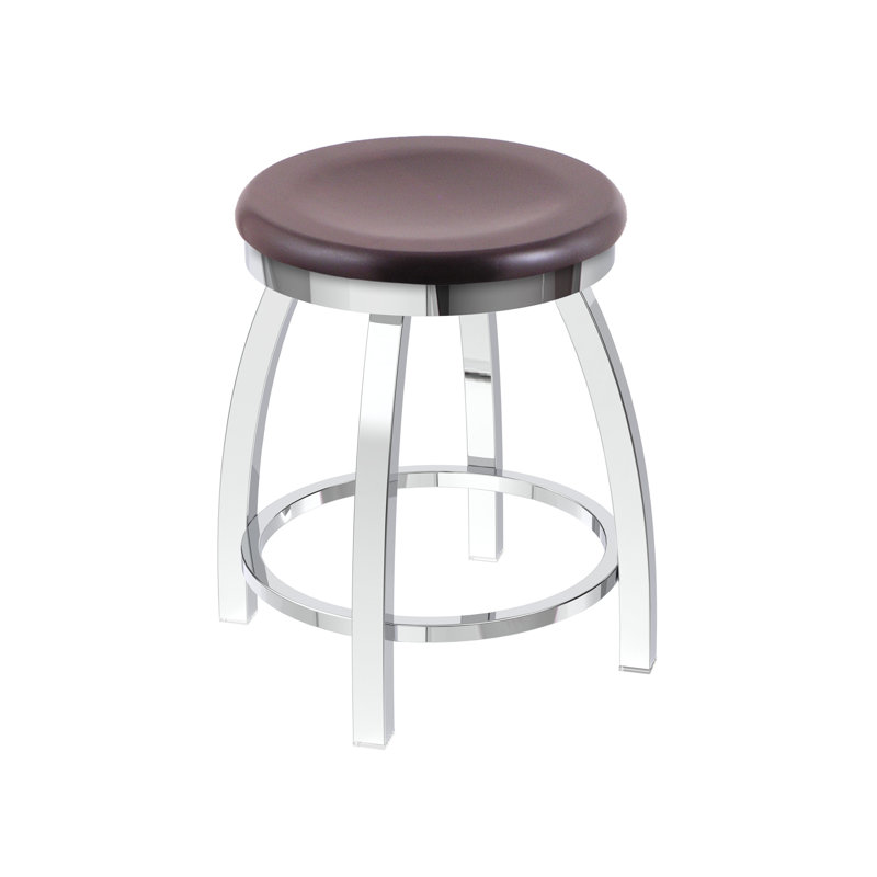 802 Misha Swivel Vanity Stool with Wood Seat, Dark Cherry Maple, Chrome