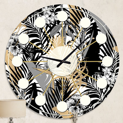 Golden Foliage II - horloge murale moderne Mid-Century