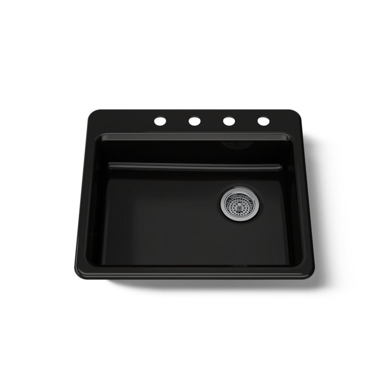 Riverby 25" L x 22" W Drop-In Kitchen Sink, Black