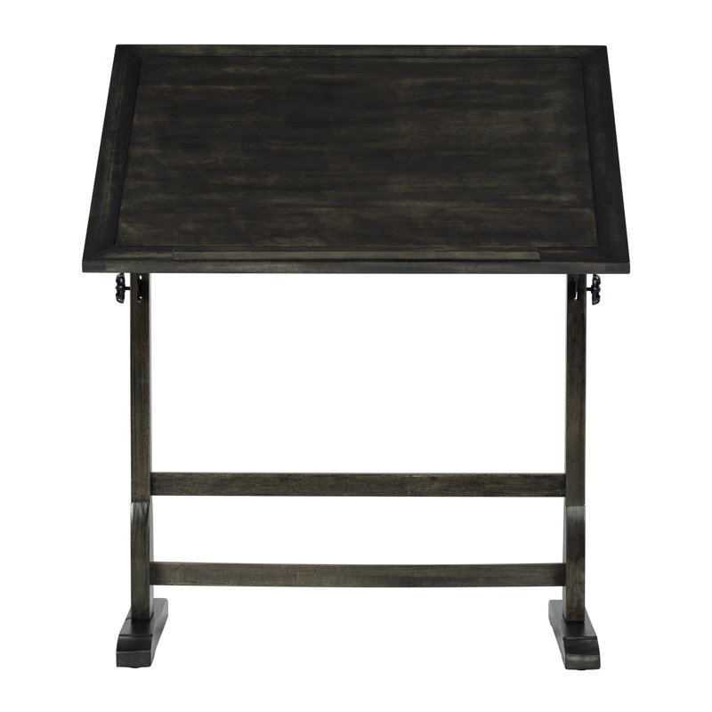 Gumesindo Solid Wood Top Drafting Table, 36" H x 36" W x 24" D, Distressed Black
