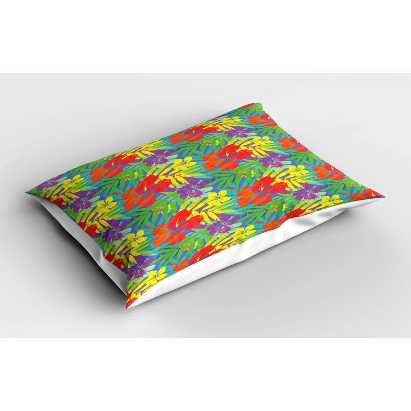 Vibrant Tropical Plants Polyester Standard Pillow Sham