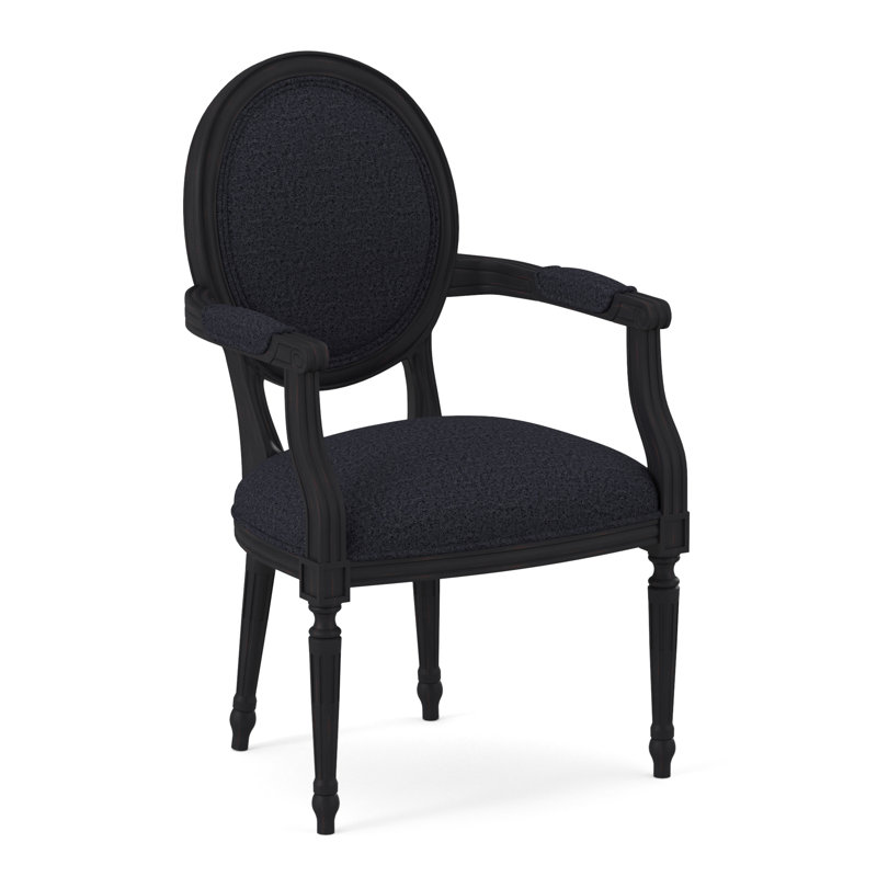 Chaise avec accoudoirs en tissu Dauphin, Ébène vintage, Marine de Venise