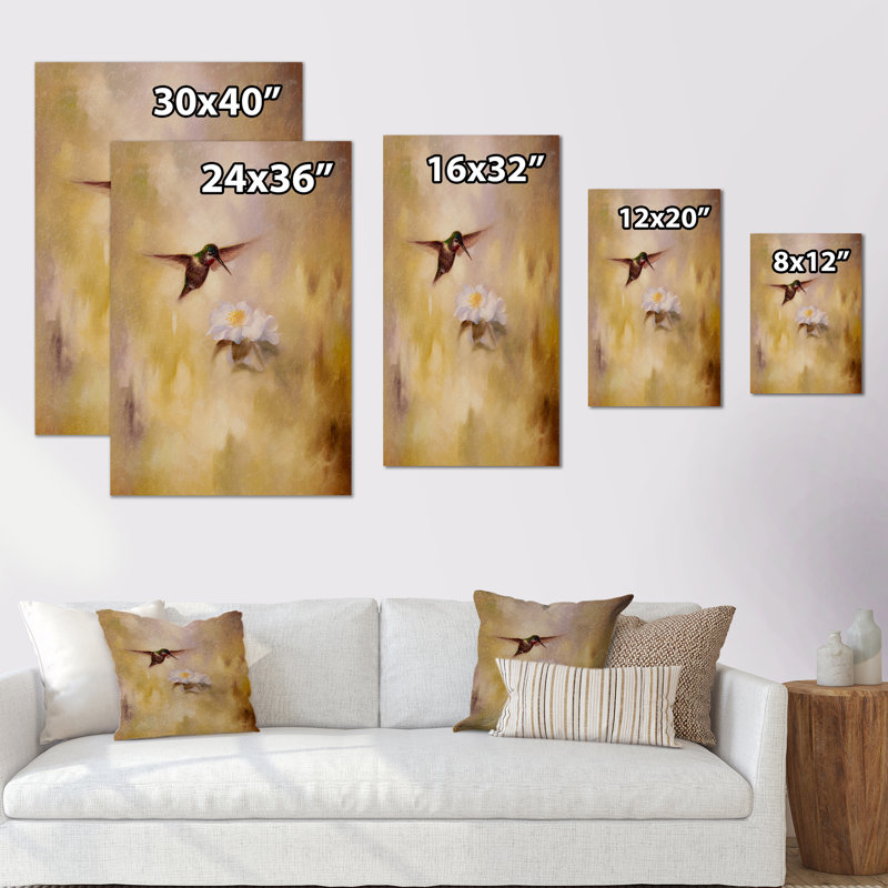 A Flying Humming Bird At Dawn " A Flying Humming Bird At Dawn " by Designart, 20" H x 12" W x 1" D, Wrapped Canvas