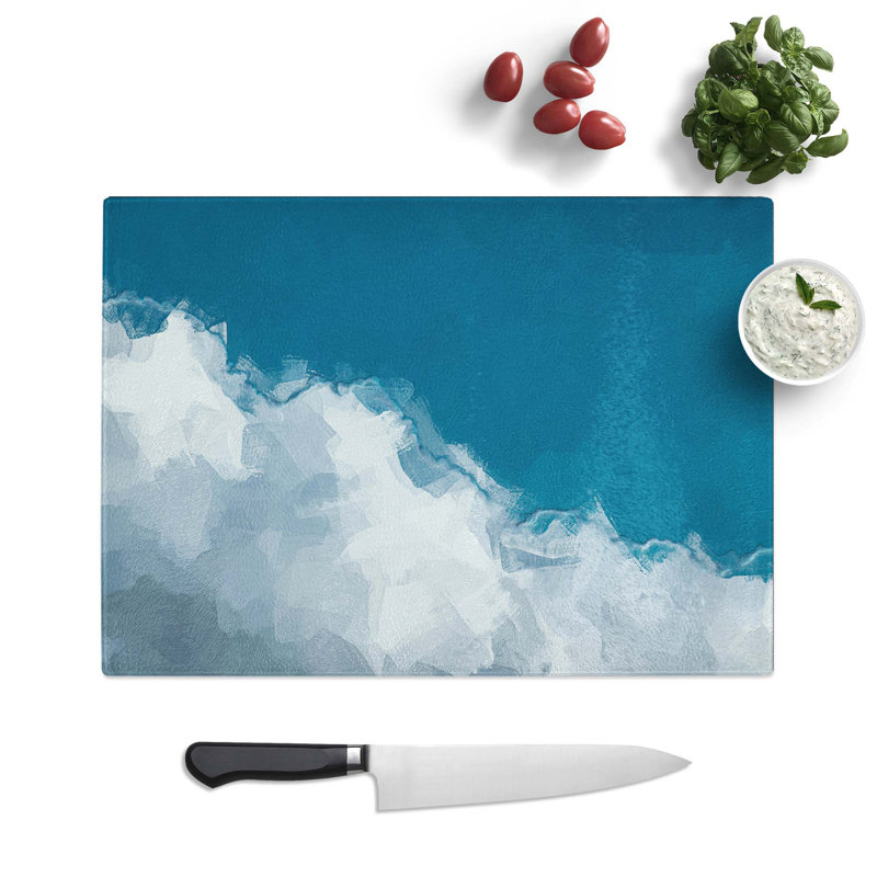 Tempered Glass Crisp Clouds Chopping Board, 28.5 cm W x 20 cm L