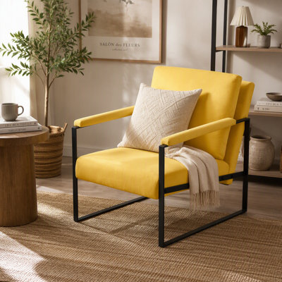 Fauteuil d'appoint avec cadre en métal de 26,8 pouces avec mousse haute densité, housse lavable amovible et assemblage facile pour les espaces de vie modernes