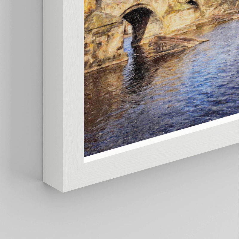 «Riverwalk Bridge Pastel Sky Ocean» sur papier, Blanc, H 10 po x l 8 po