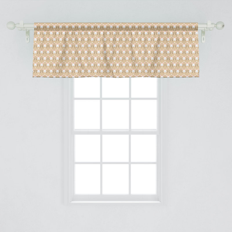 Pastel Brown Tan Rabbit Print Satin Valance Set
