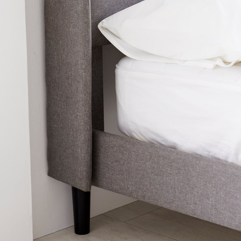 Upholstered Wingback Wooden Platform Bed Frame with Headboard, No Box Spring Needed, Full