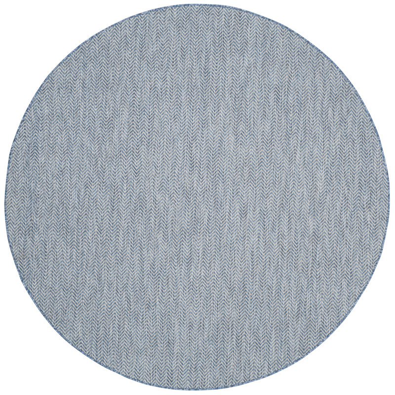 Aevry Navy/Gray Area Indoor/Outdoor Area Rug, Round 6'7", Navy