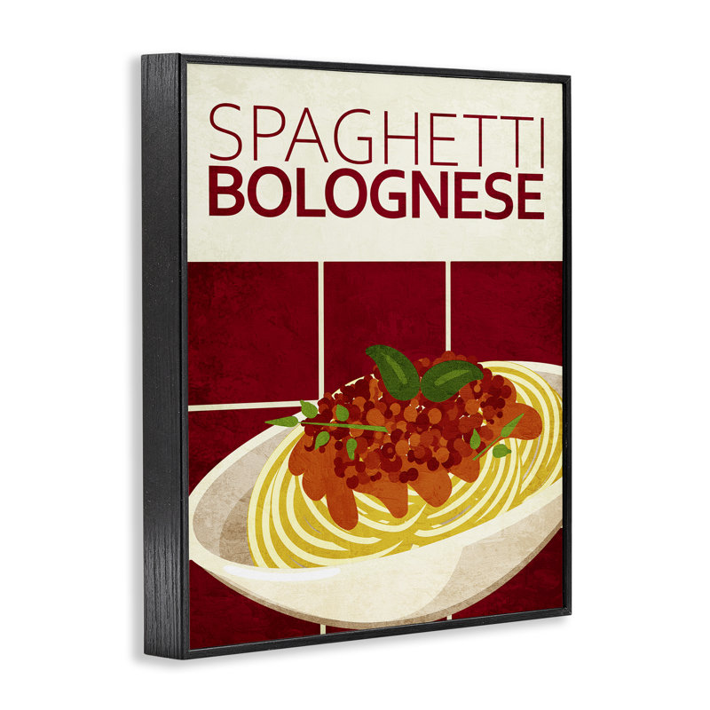 Estampe numérique de cuisine Spaghetti Classic, design par Kim Allen, H 30 po x l 24 po, Giclée encadrée noir minuit