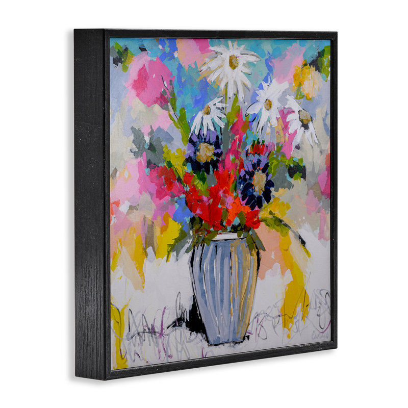 Giclée encadrée de fleurs lumineuses, design par Joan Curtis, H 17 po x l 17 po, Giclée encadrée noir minuit