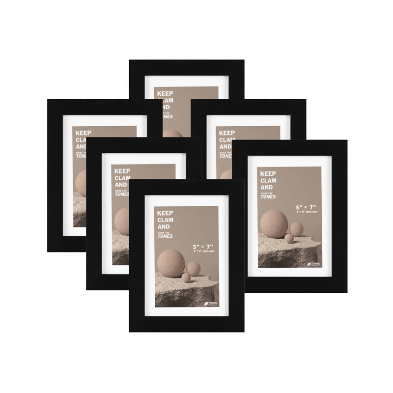 Cadre photo simple en bois doré, Noir, 6, 5" x 7"
