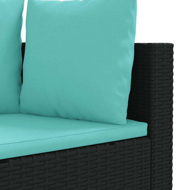  Ensemble de 8 canapés de patio noir et bleu eau, Bleu eau, Noir