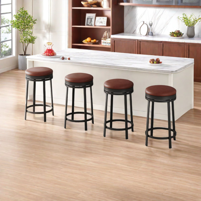 Villere Upholstered Counter Stool with Metal Frame