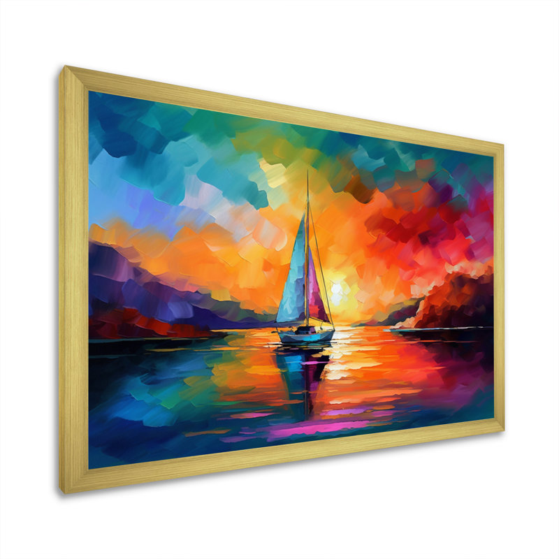 Port coloré et sérénité I, Cadre doré à une seule photo, H 12 po x l 20 po x P 1 po