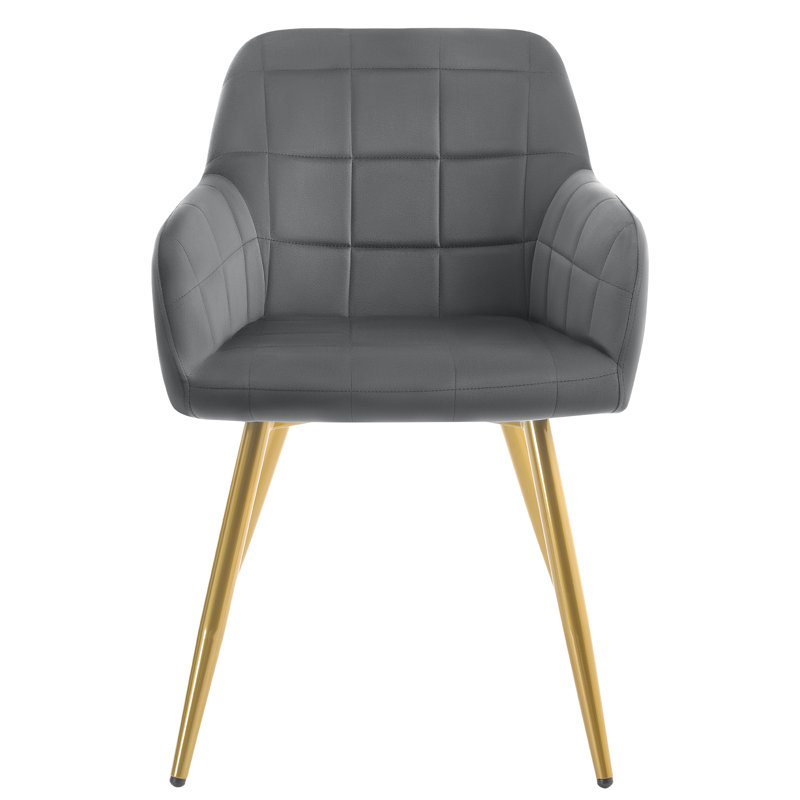 Palumbo Upholstered Dining Chair, Gold, Medium Grey