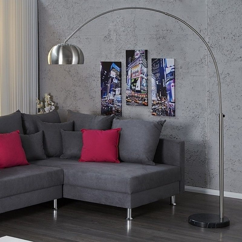 Ioanna 170cm Arched Floor Lamp, Matt brushed nickel
