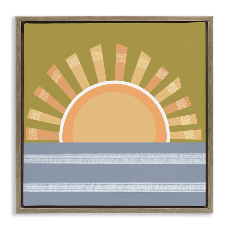 «Rising Sun Over Ocean» par Tina Finn, Cadre flottant orme Montalcino, H 25 po x l 25 po