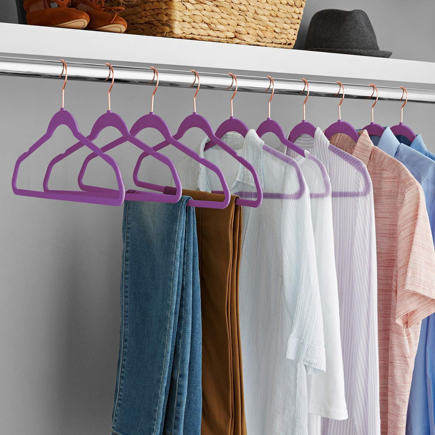 Hanger Hub Premium Velvet Hangers, Non-Slip Space Saving Clothes Hangers Essentials For Dubais Wardrobe White Pack Of 50