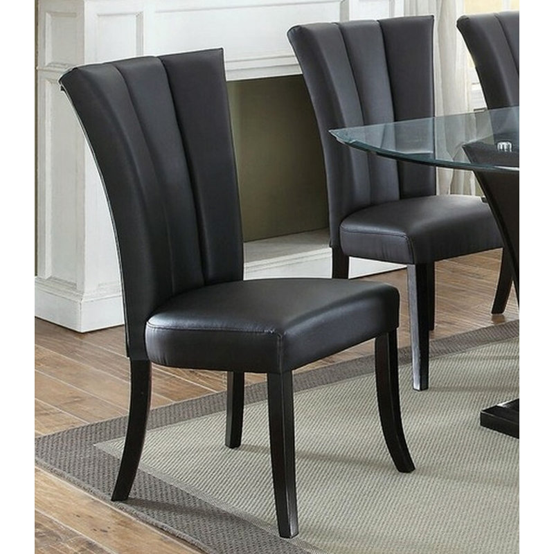 Ensemble de chaises noires 2 pièces en similicuir noir