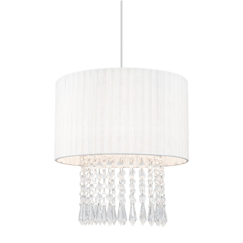 Winni Beaded Voile Easyfit Modern Lamp Shade - 30x30x31cm, fits E27/E14/B22 with adaptor included, Cream White