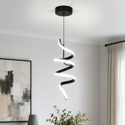 1-Light Compact Spiral LED Pendant Light – Unique Modern Design for Kitchen, Dining Room, Living Room, and Entryway