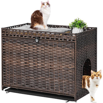 Enceinte en PP tissé à la main; Tapis de litière doux inclus; Intérieur spacieux Conception de style mobilier; Décoration intérieure d'intérieur