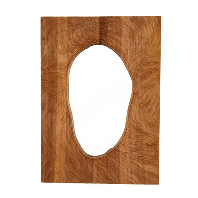 20'' Timeline Mirror, Wall-mounted Vintage Rectangular Solid Rosewood Decorative Mirror, Irregular Mirror, Suitable for Bathroom, Bedroom, Living Room, Entryway, etc