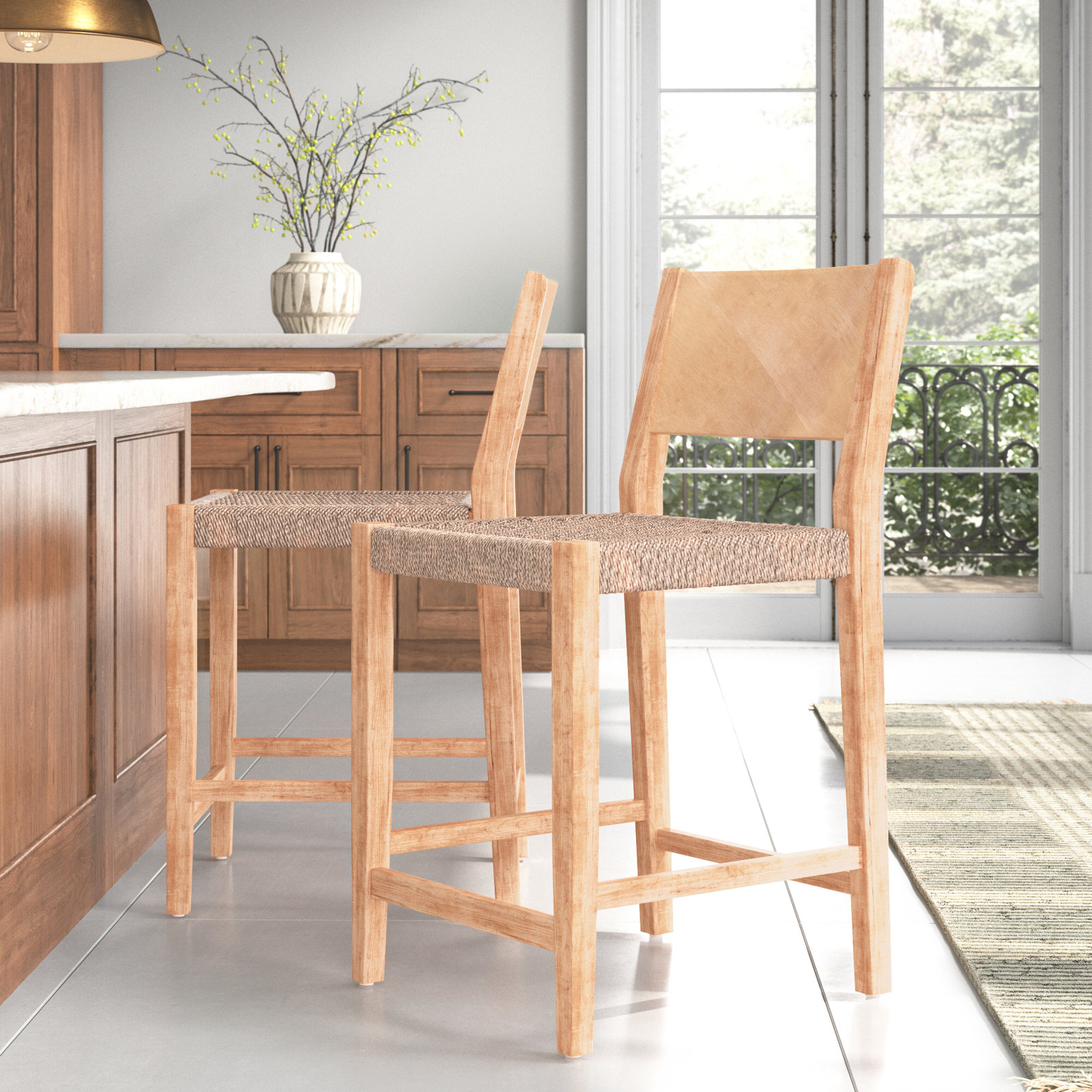 Corrine Bar Stool, Counter stool (24" Seat Height), Natural