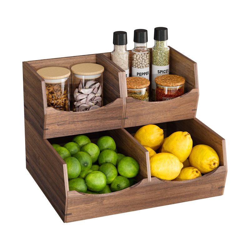 Acacia Wood Stackable Bin Organizer