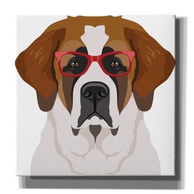 Art mural sur toile Saint Bernard portant des lunettes de hipster