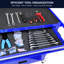 Blue 4 Tool Cart With Wheels. Robust Cold Rolled Steel Frame. Powder Coated Finish. Seamless -Bearing Drawers. 4"  2 Brake, 2 Without . Spacious Storage. 24.46X13x29.72 4 Drawers Multifunctional In-862201138