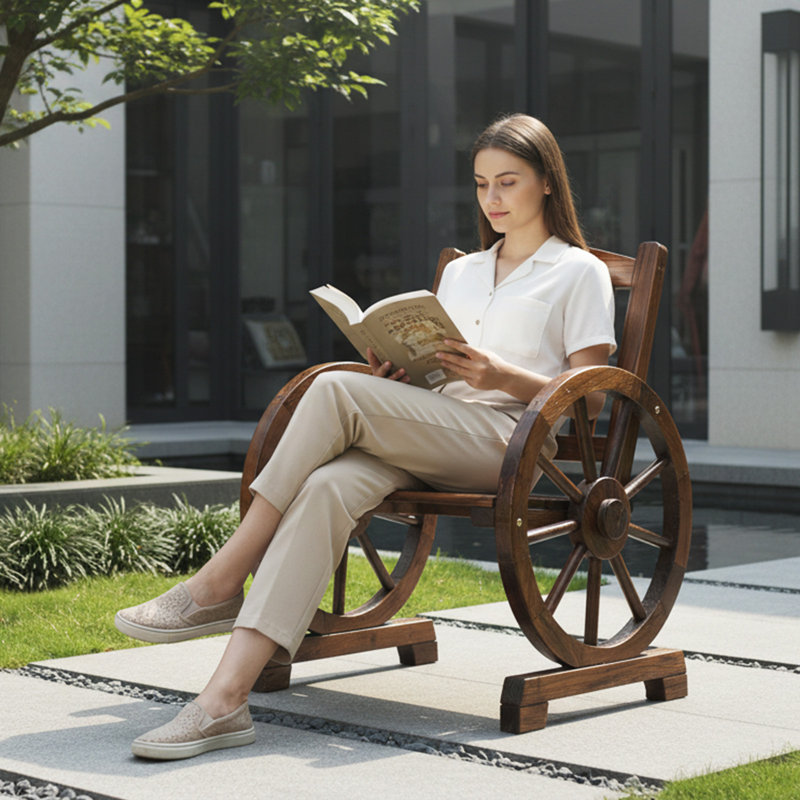 Wagon-Inspired Solid Wood Patio Dining Chair
