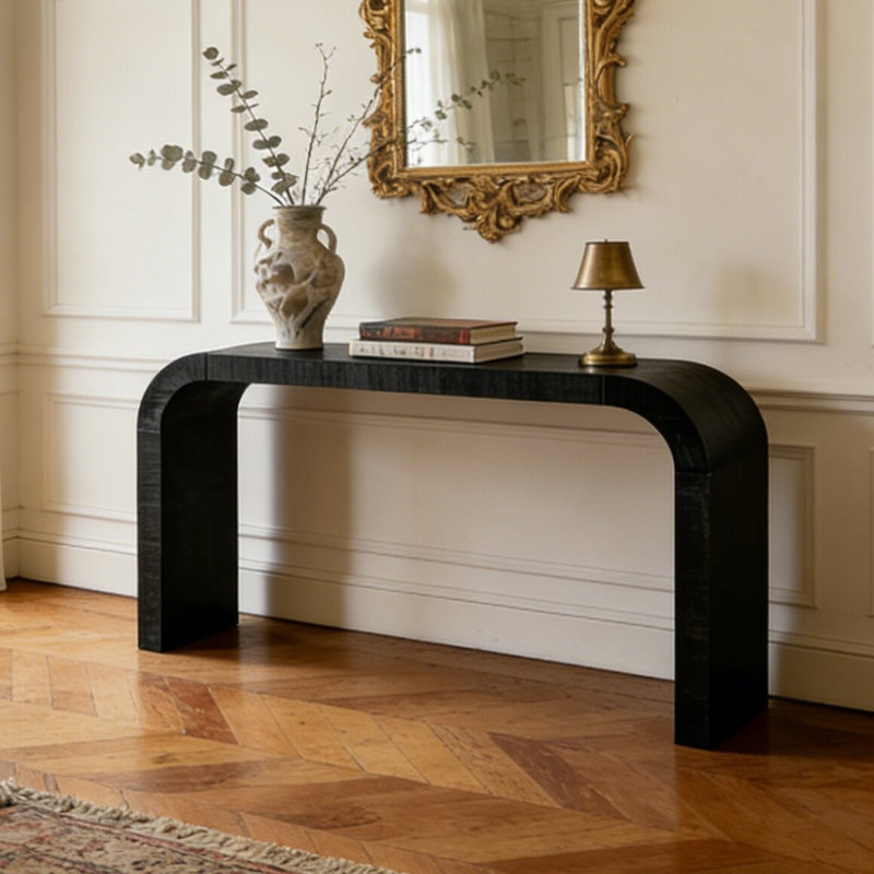 Modern Design Wooden Console Table, Antique Black