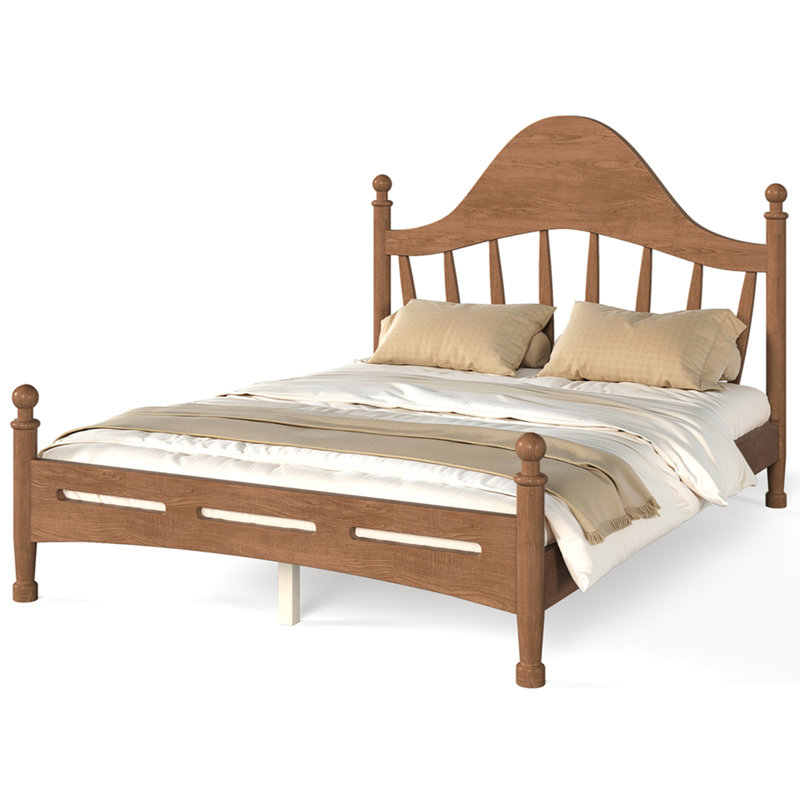 Lit plateforme pleine grandeur avec tête de lit chic, structure de lit en bois massif avec support à lattes, aucun sommier tapissier requis et conception basse à terre. Brun antique