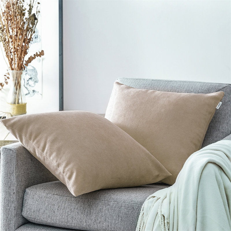 Housse de coussin carré en chenille, 18" x 18", Kaki