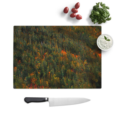 Tempered Glass Autumn Forest in Switzerland Chopping Board