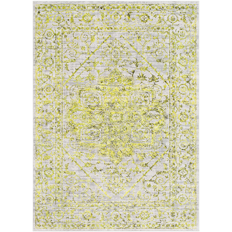 Tapis oriental vert / jaune Parramore, Rectangle 9 pi 3 po x 12 pi 3 po