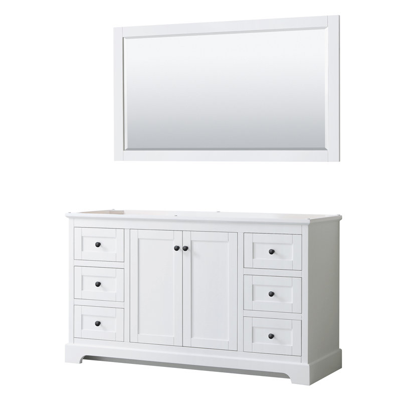 Avery 58 " Single Bathroom Vanity Base, White/Matte Black