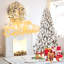Arbre de Noël floqué pré-éclairé avec 200 lumières blanc chaud UL, 551 pointes en PVC, fil à mémoire dépliable, assemblage facile et support en métal stable-34917678