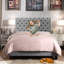 Structure de lit rembourrée en tissu avec tête de lit réglable / style Chesterfield / support à lattes de bois-472233132-472233131