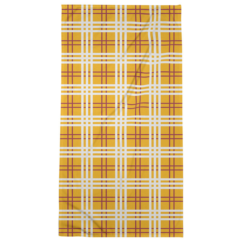 Bath Towel, Yellow/Red/White, Polyester/Cotton Blend