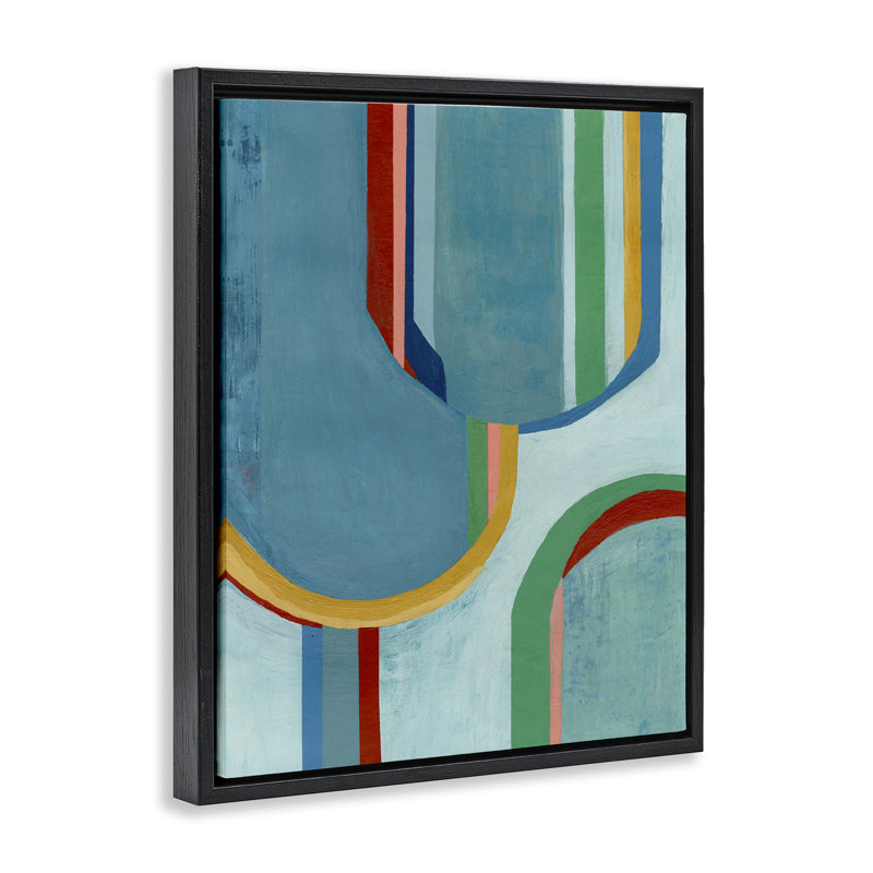 «Blue Striped Arches Floater», art mural sur toile par Pippin Schupbach, Cadre flottant noir de jais, H 31 po x l 25 po