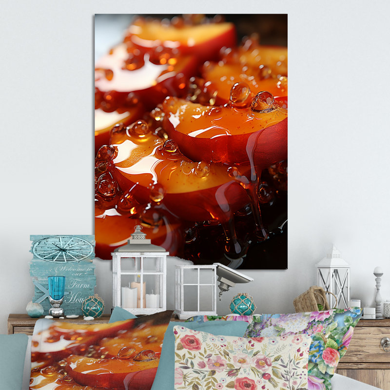 Juice Peach Fruit Delight 3 - fruits, art mural en métal, H 40 po x l 30 po x P 1,5 po