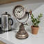 Silver Metal Crystal Tabletop Clock Numerical Design - Quartz Movement Freestanding Hand Finished Desk Mantel Home Decor