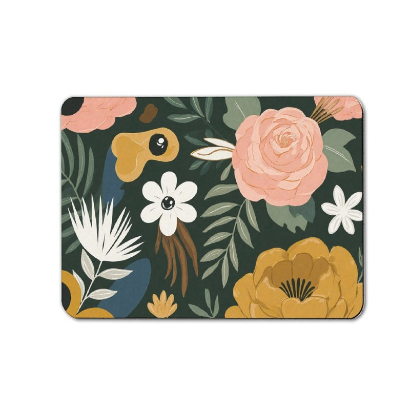 Tapis de bain 16 po x 24 po, Noir / Rose / Jaune