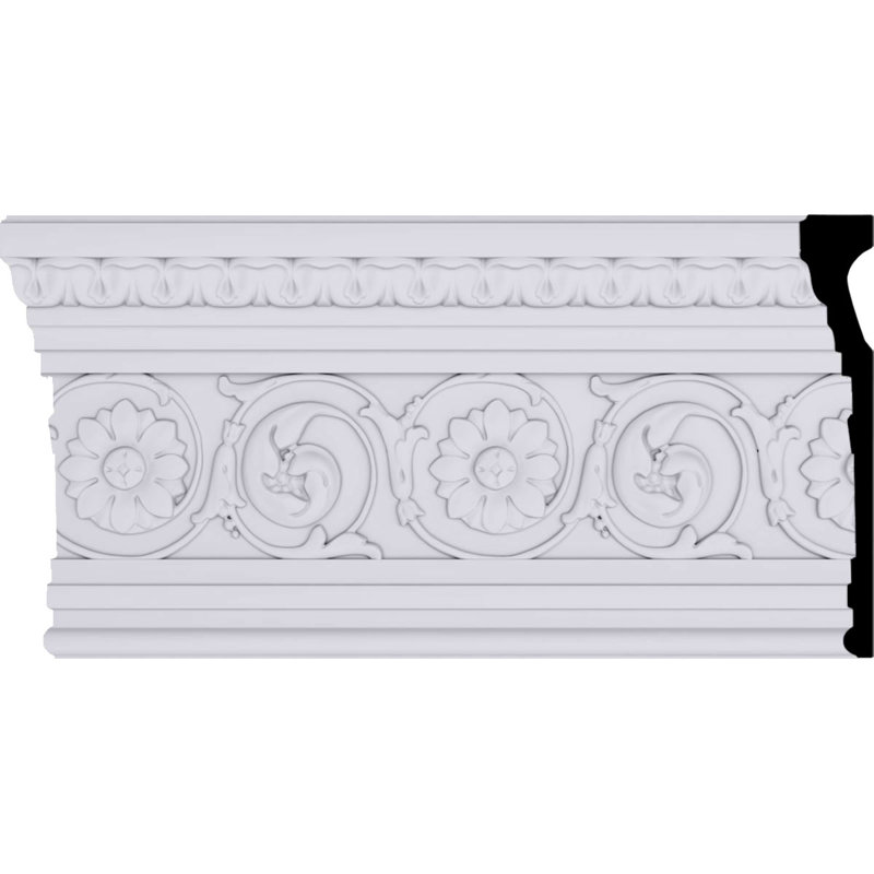 11 1/4"H x 1 7/8"P x 94 1/2"L, (19 1/4" Repeat) Bedford with Flowers Moulding