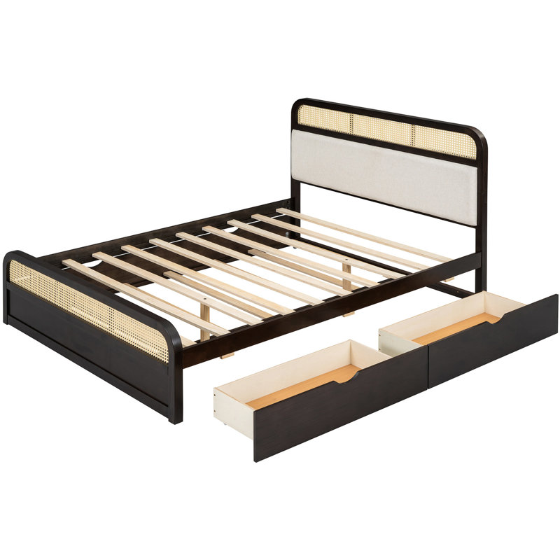 lit plateforme grand avec gigogne et rangement pour plus d'espace de couchage