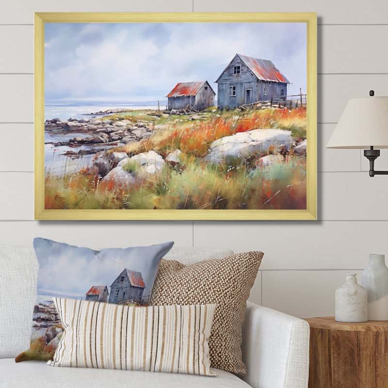 Rustic Refuge Lakehouse II sur impression sur toile, Cadre doré à une seule photo, H 16 po x l 32 po x P 1 po