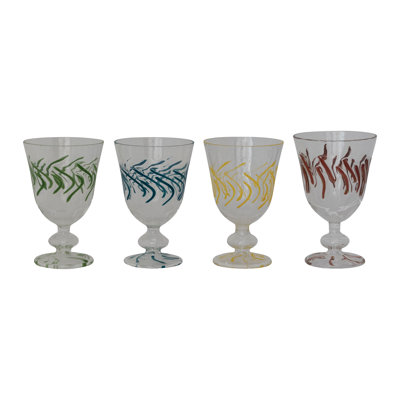 Stemmed Wine Glass with Wave Design